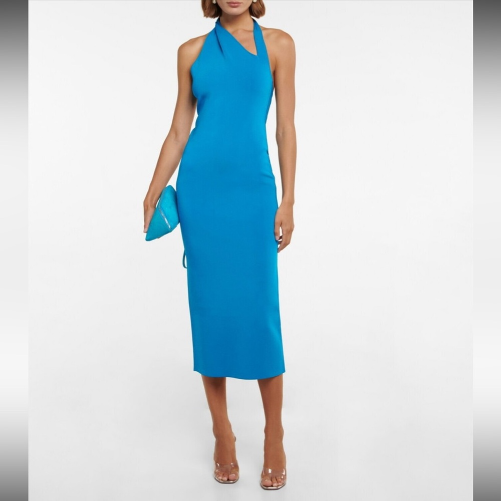 Elegant Blue Halter Dress